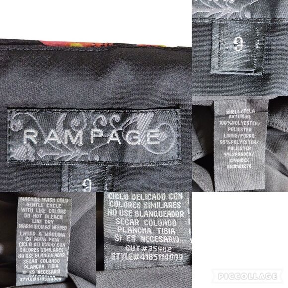 Rampage Black Yellow Pink Floral Sleeveless Sweetheart Babydoll Mini Dress Sz 9 - Picture 10 of 10